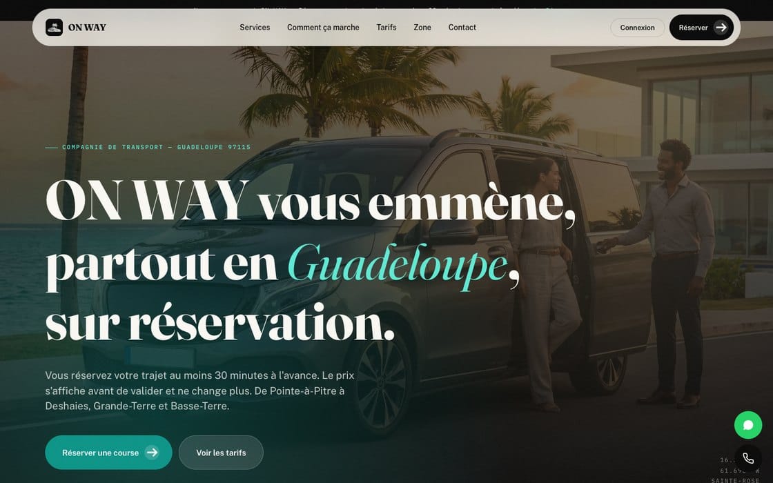 La page d'accueil du site ON Way