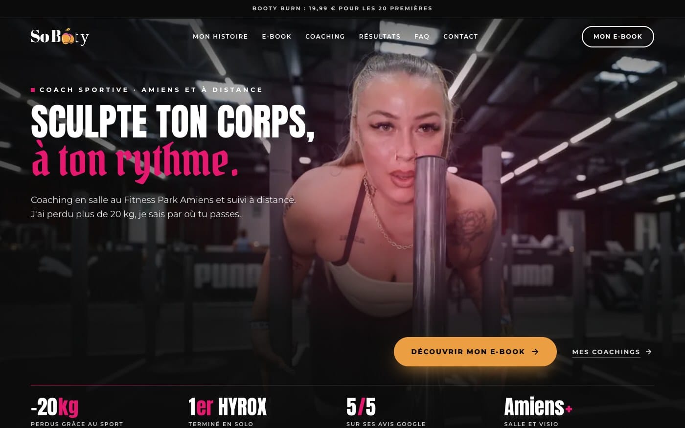 La page d'accueil du site SoBooty