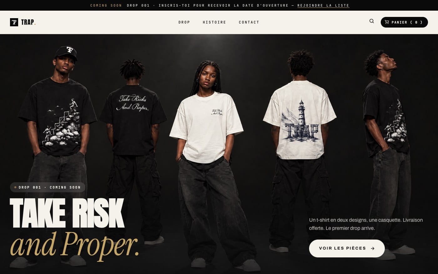 La page d'accueil du site TRAP