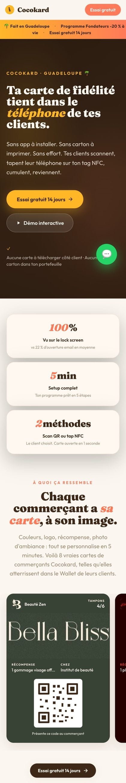 Le site Cocokard sur téléphone