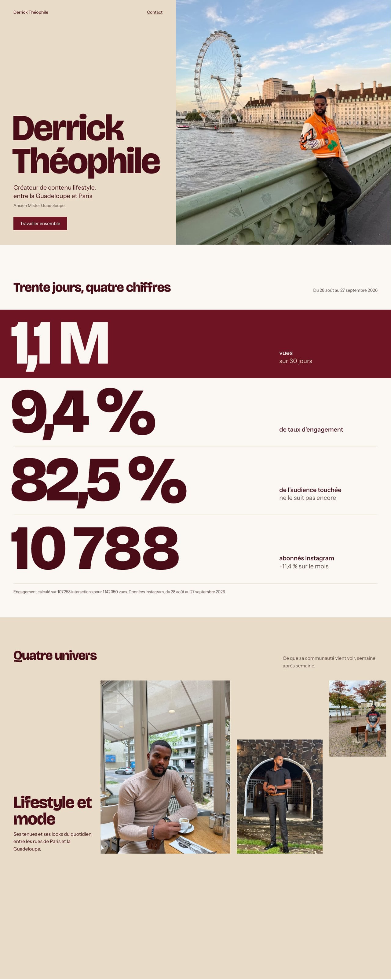 Le site Derrick Théophile sur ordinateur