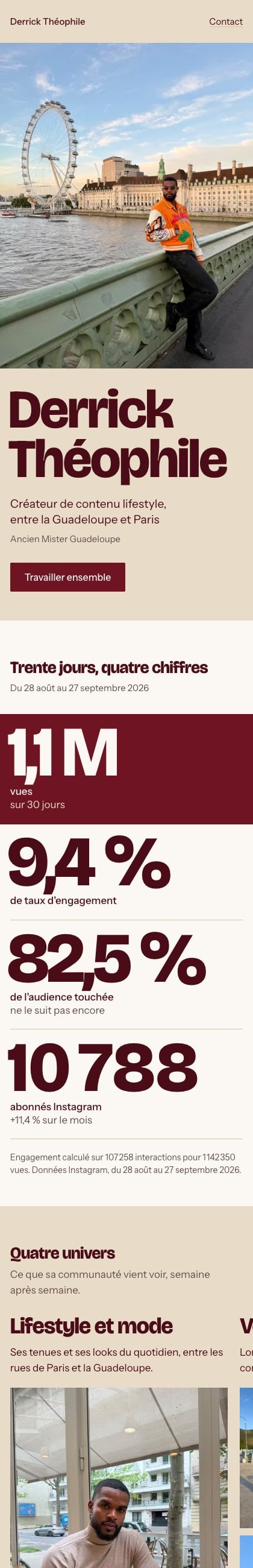 Le site Derrick Théophile sur téléphone