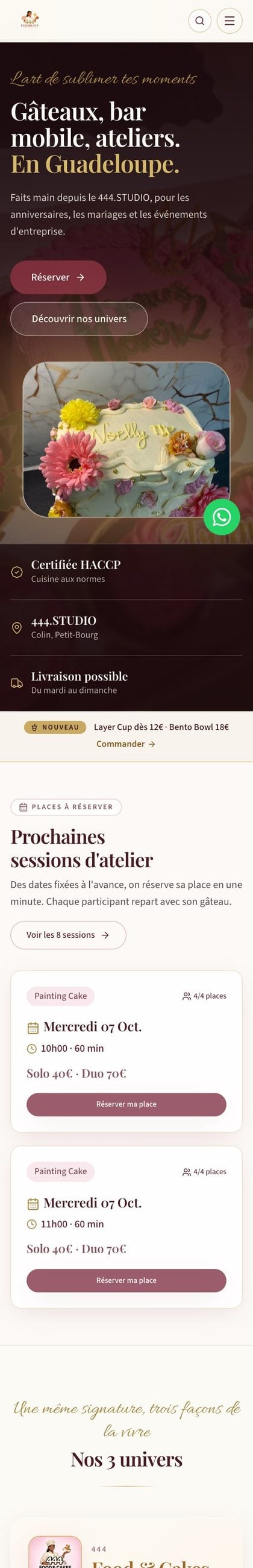 Le site 444.Experience sur téléphone