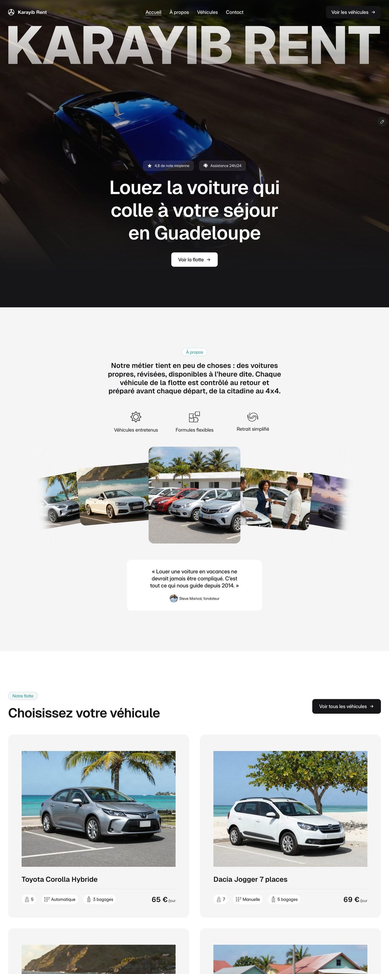 Le site Karayib Rent sur ordinateur