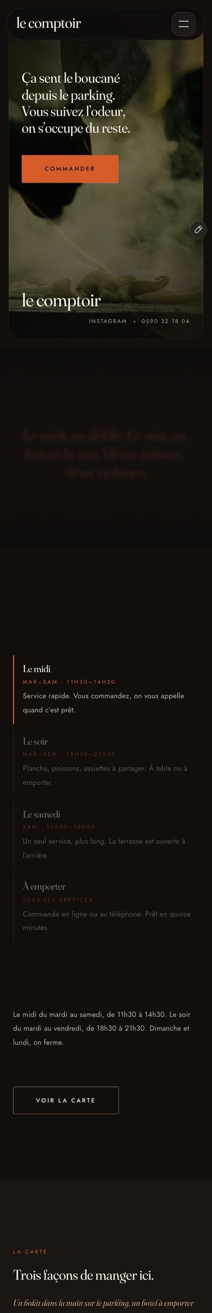 Le site Le Comptoir sur téléphone