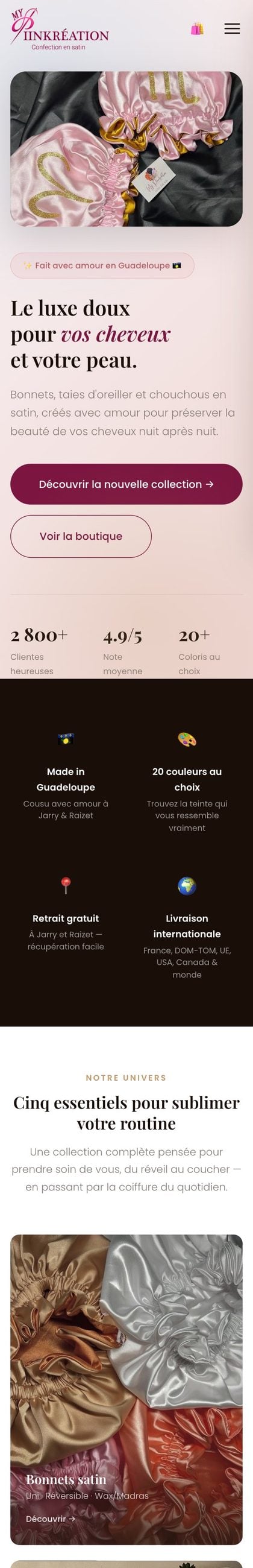 Le site MyPiinkRéation sur téléphone