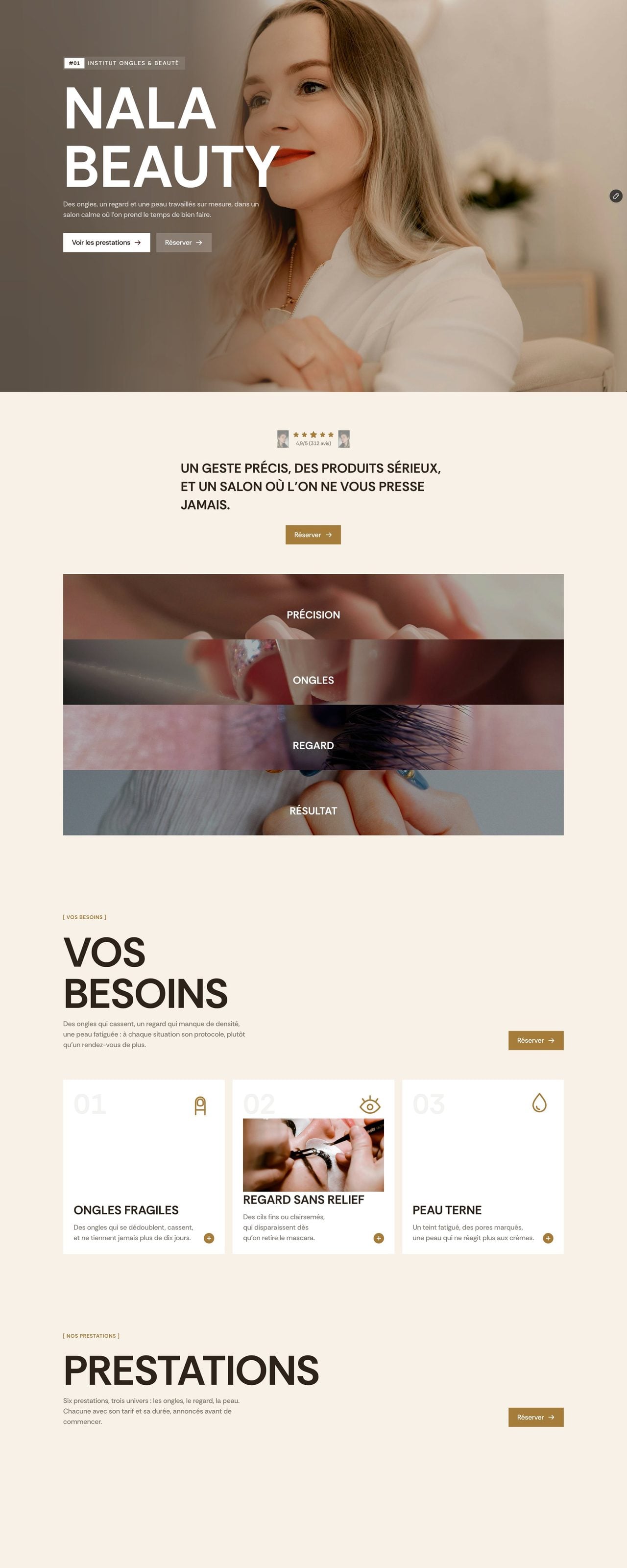 Le site Nala Beauty sur ordinateur