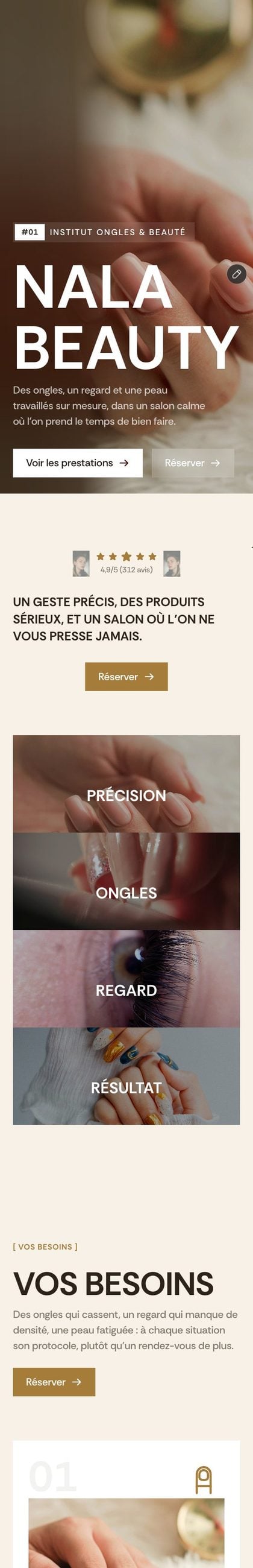 Le site Nala Beauty sur téléphone