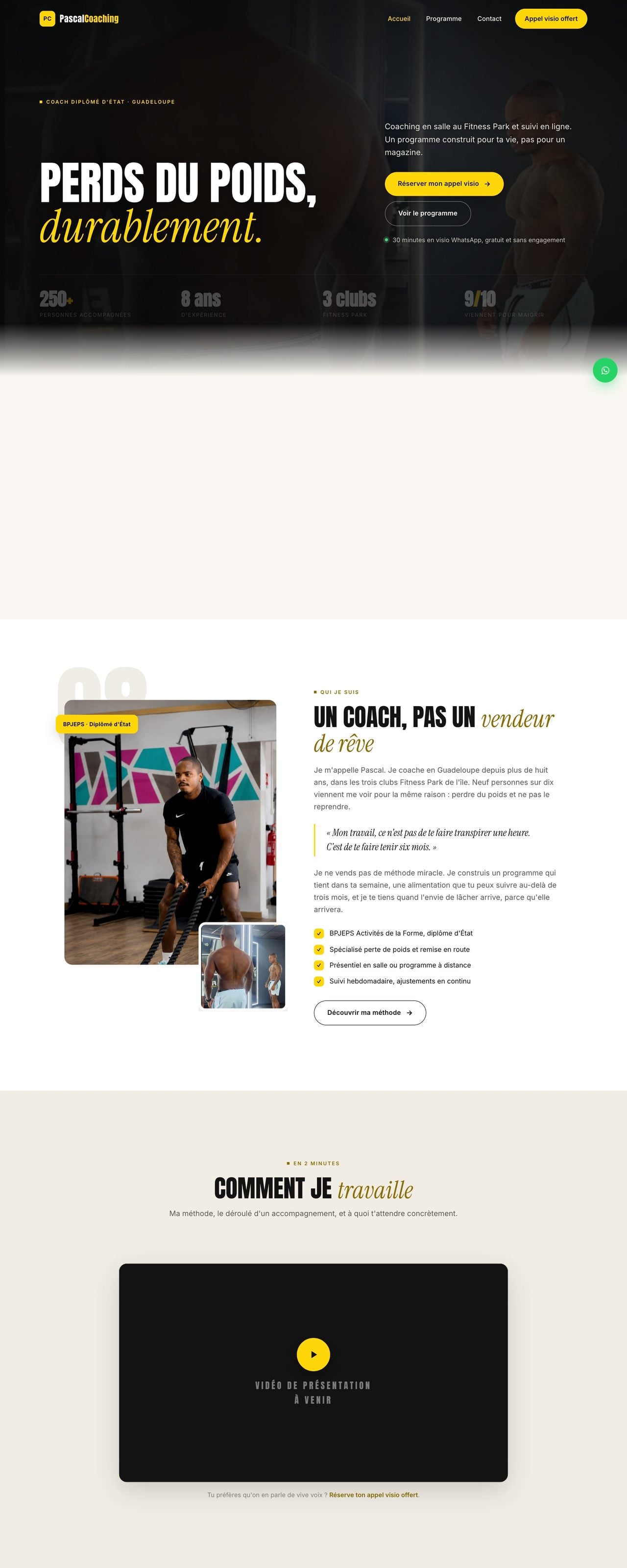 Le site Pascal Coaching sur ordinateur