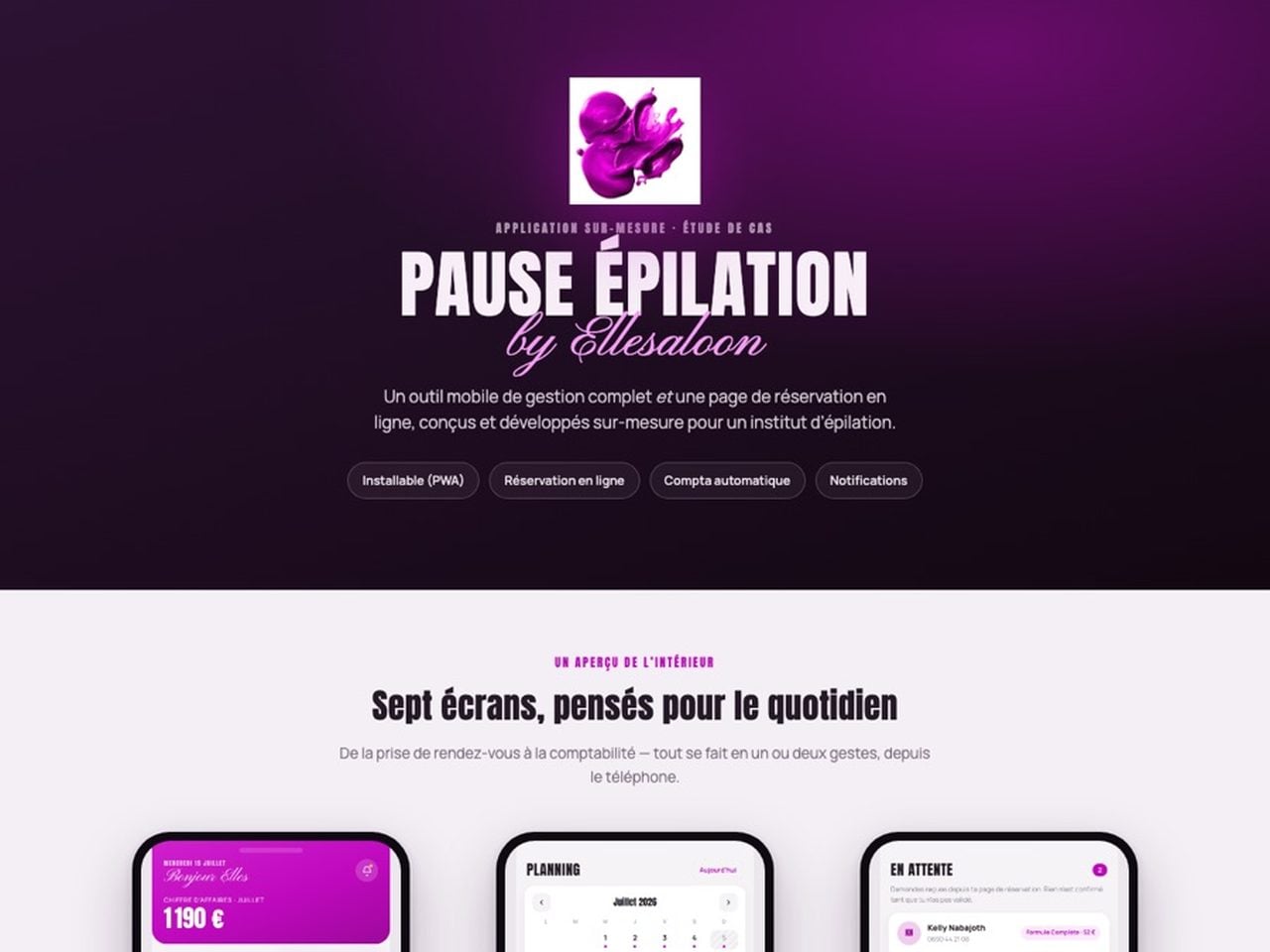 Le site Pause Épilation sur ordinateur