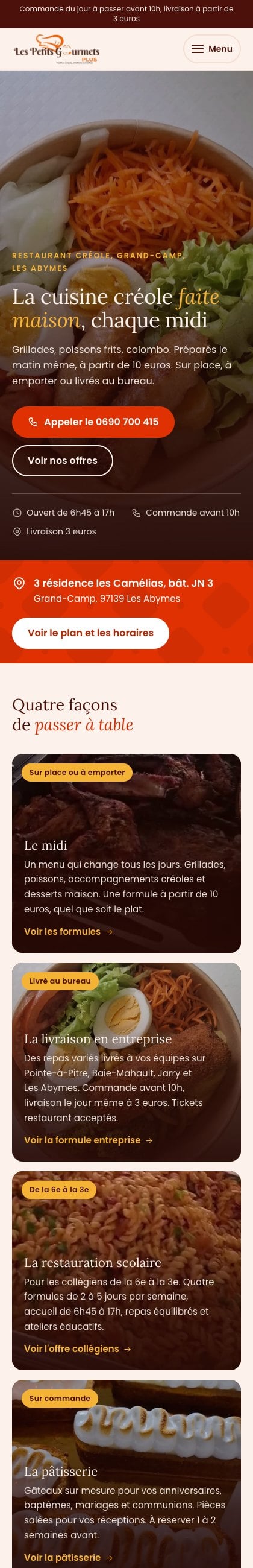 Le site Les Petits Gourmets Plus sur téléphone