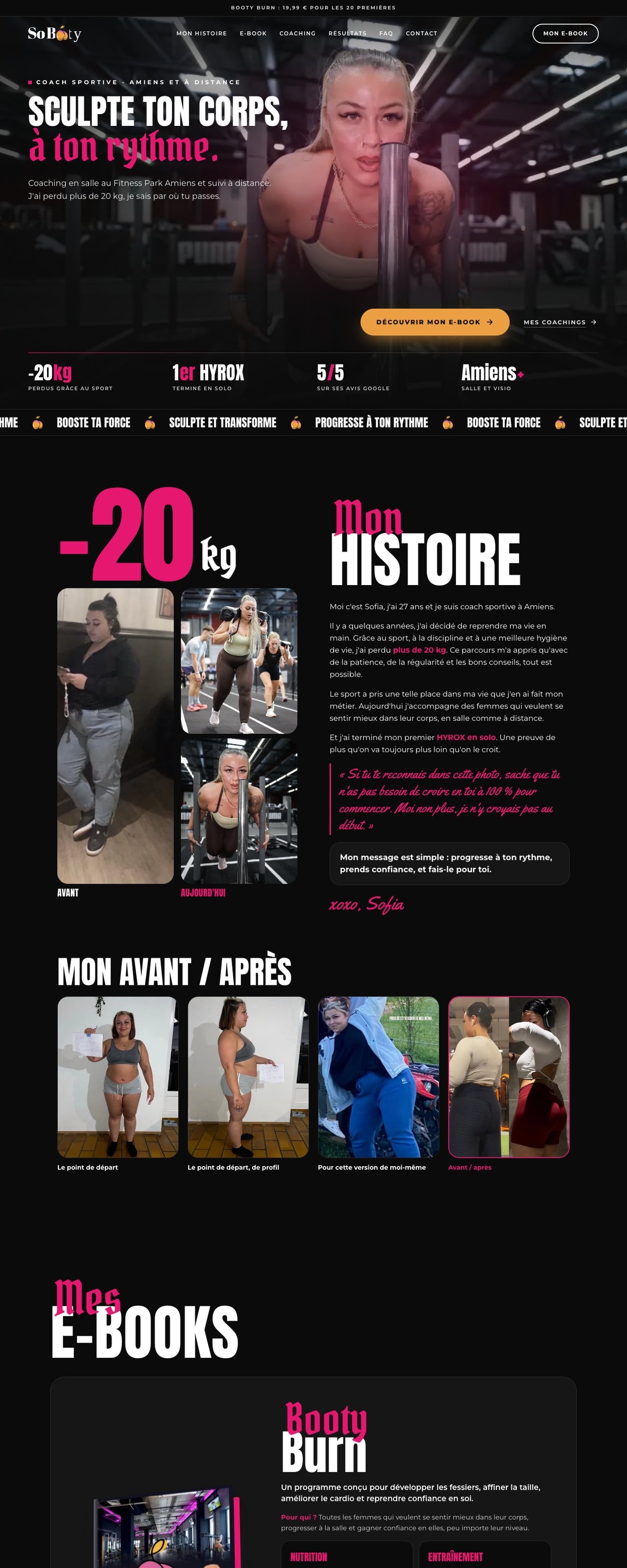 Le site SoBooty sur ordinateur