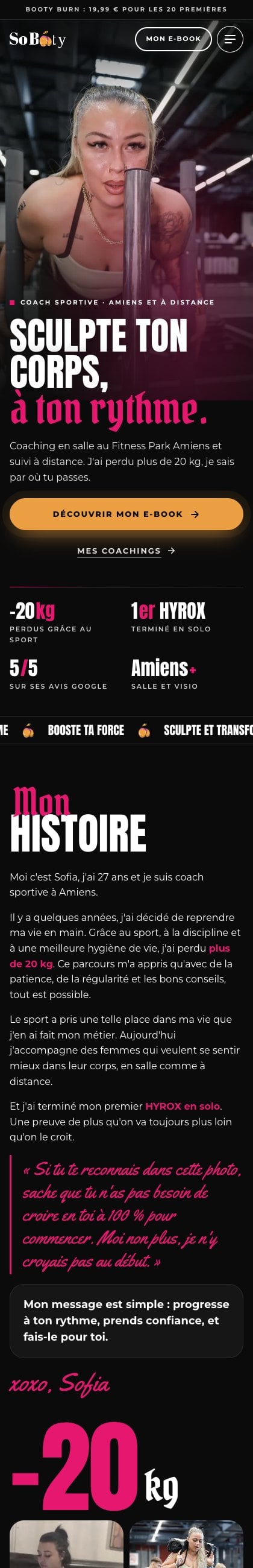 Le site SoBooty sur téléphone