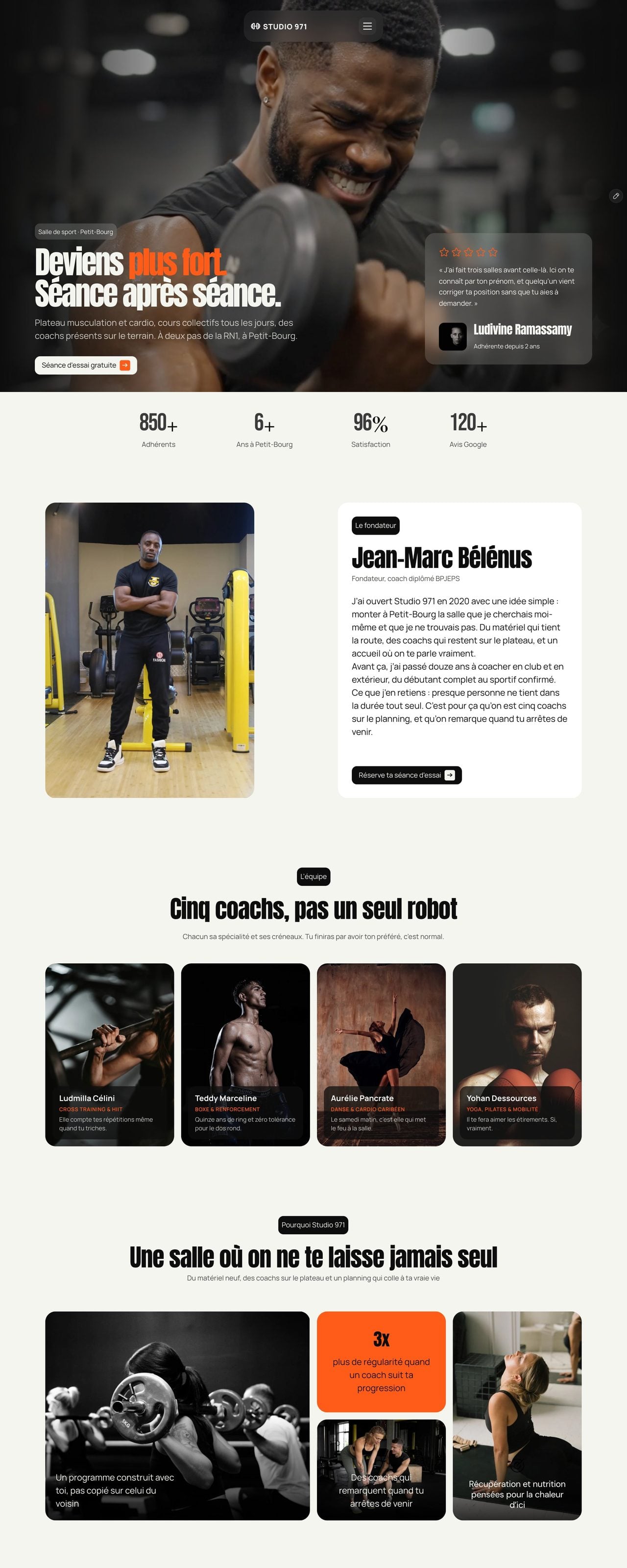 Le site Studio 971 sur ordinateur