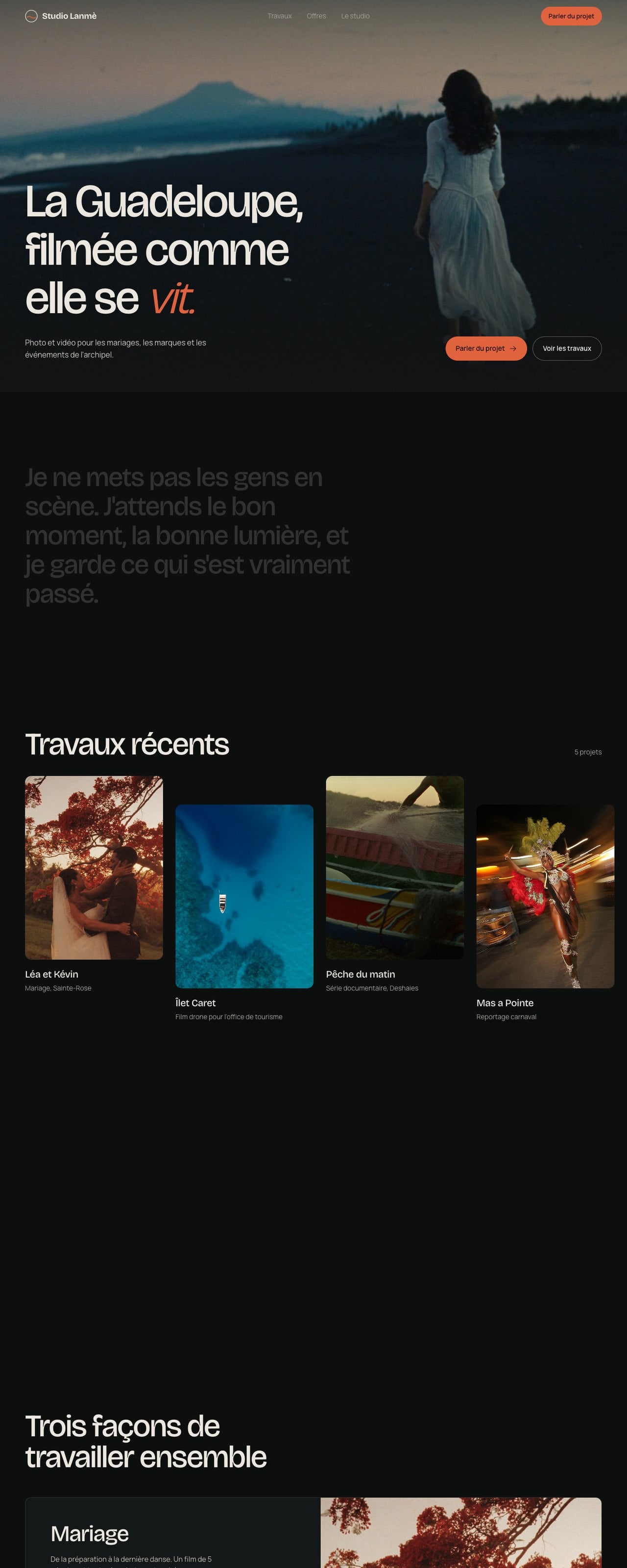 Le site Studio Lanmè sur ordinateur
