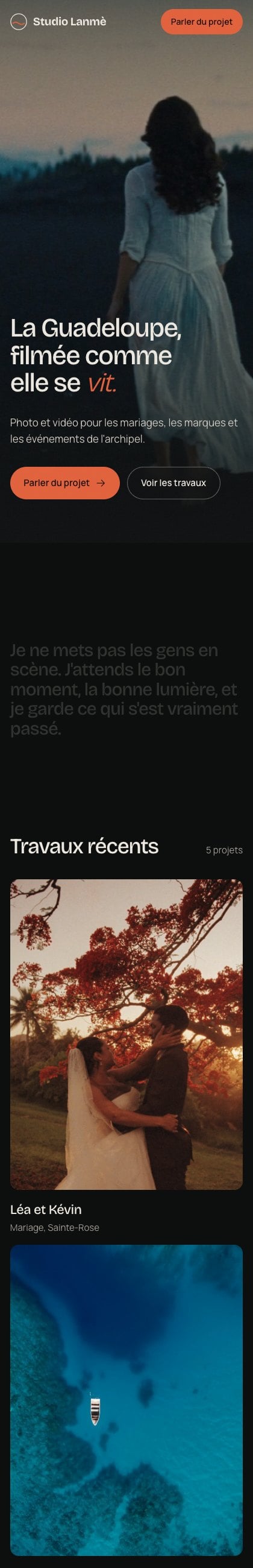 Le site Studio Lanmè sur téléphone