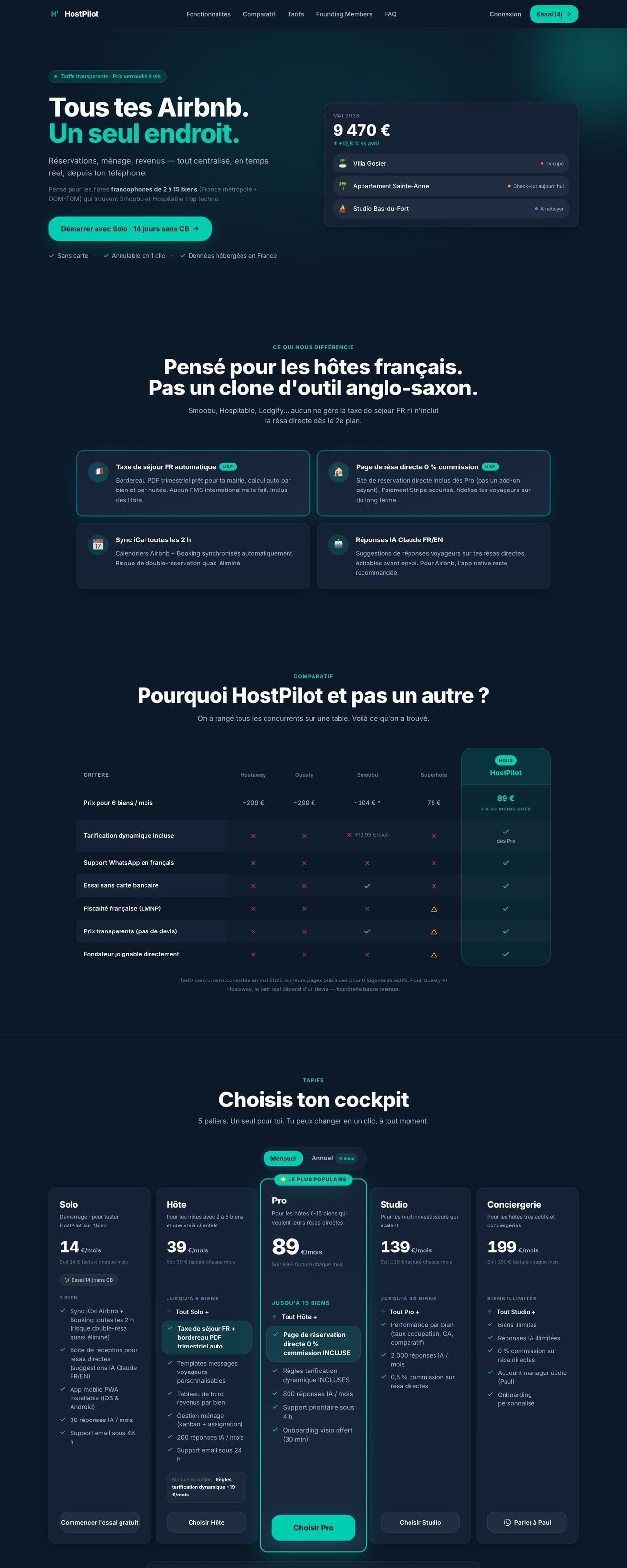 Le site HostPilot sur ordinateur