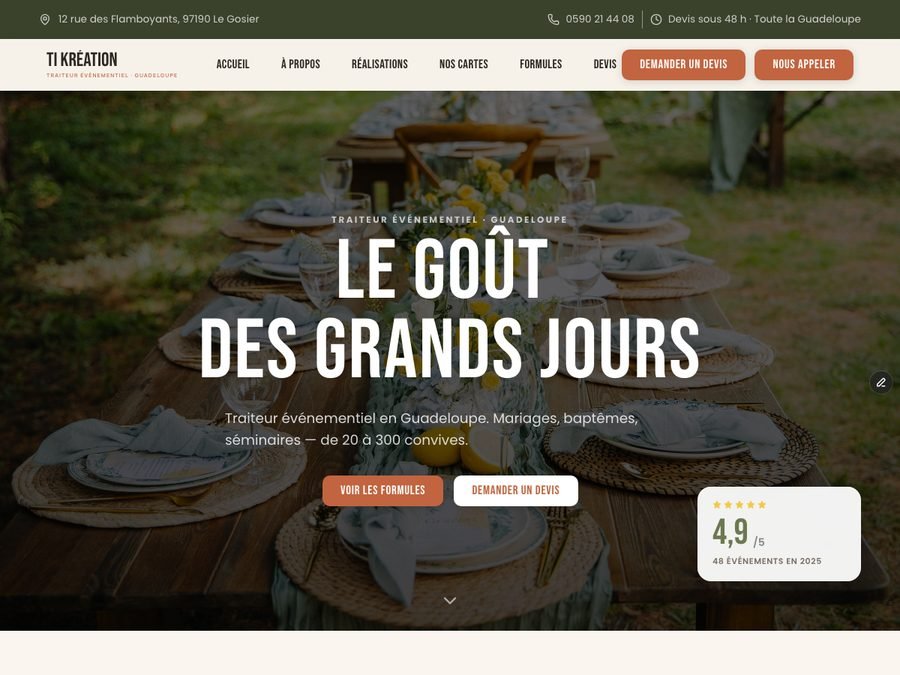 Aperçu du site Ti Kréation Traiteur